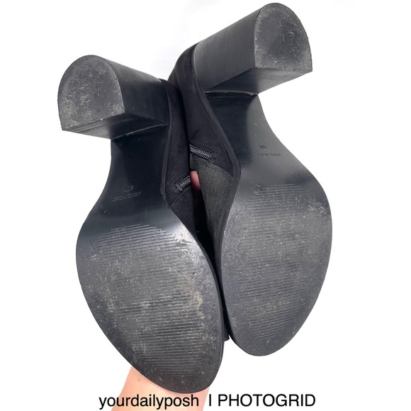 Nine West black suede peep toe lace-up cutout block heel ankle boots US 9 - Picture 10 of 13